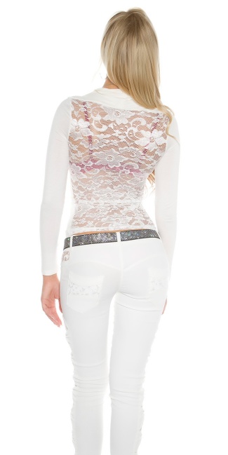 Bolero-longsleeve shirt with lace White